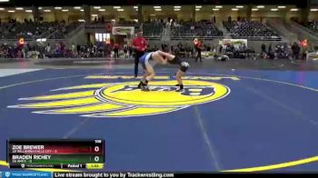 106 lbs Round 1 (4 Team) - Braden Richey, 3A Amity vs Zoe Brewer, 3A Willamina/Falls City