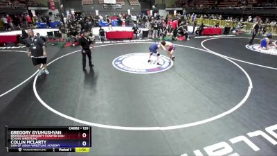 120 lbs Champ. Round 2 - Gregory Gyumushyan, Birmingham Community Charter High School Wrestling vs Collin McLarty, Lion Of Judah Wrestling Academy