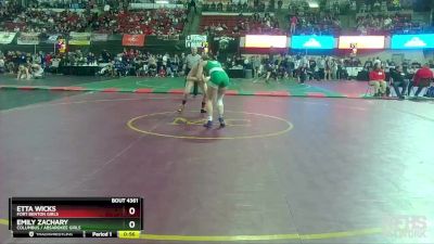 G - 132 lbs Cons. Round 4 - Etta Wicks, Fort Benton Girls vs Emily Zachary, Columbus / Absarokee Girls