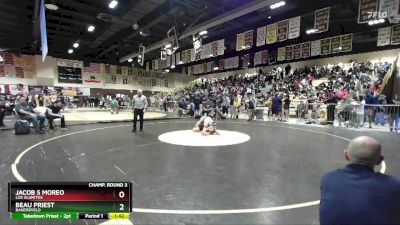 157 lbs Champ. Round 3 - Jacob S Moreo, Los Alamitos vs Beau Priest, Bakersfield