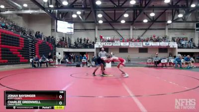 138 lbs Cons. Round 1 - Charlee Greenwell, LaRue County vs Jonah Baysinger, Scott County