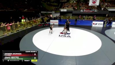 92 lbs Champ. Round 2 - Jaydeen Ahumada, California vs Jonah Aboytes, Grappling Grounds Wrestling