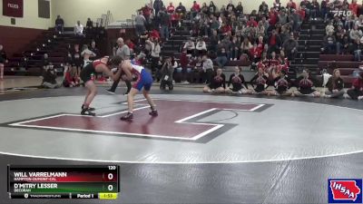 120 lbs Quarterfinal - Will Varrelmann, Hampton-Dumont-CAL vs D`mitry Lesser, Decorah