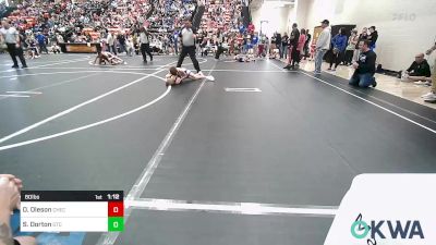 80 lbs Quarterfinal - Owen Oleson, Checotah Matcats vs Sawyer Dorton, Grove Takedown Club