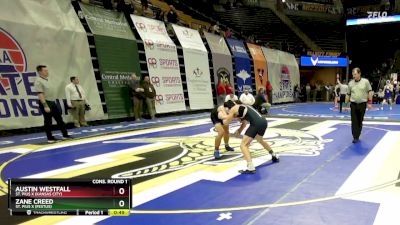 138 Class 1 lbs Cons. Round 1 - Zane Creed, St. Pius X (Festus) vs Austin Westfall, St. Pius X (Kansas City)