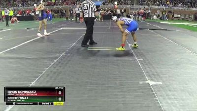 D1-113 lbs Champ. Round 1 - Simon Dominguez, Detroit Catholic Central HS vs Benito Tinaj, Stoney Creek HS