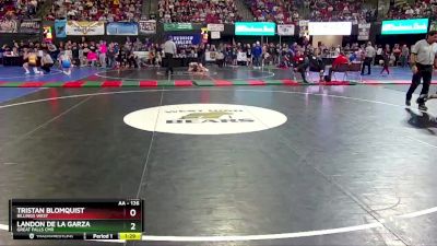 AA - 126 lbs Quarterfinal - Tristan Blomquist, Billings West vs Landon De La Garza, Great Falls CMR