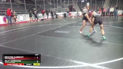 122 lbs Quarterfinal - Riley Hanrahan, Team Wisconsin vs Devlynn Albrecht, Team Wisconsin