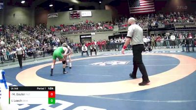 1A 144 lbs 1st Place Match - Mckray Gayler, Piute vs Isaac Leech, Bryce Valley