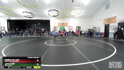 190 lbs Quarterfinal - Liam Hare, Bellarmine vs Darius De Asis, South San Francisco