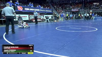 2A-106 lbs Champ. Round 1 - Charlie Boelman, North Polk vs Owen Korsmo, Crestwood, Cresco