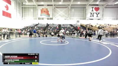 75 lbs Cons. Round 2 - James Koziak, Carmel Youth Wrestling Club vs Jackson Evans, Club Not Listed