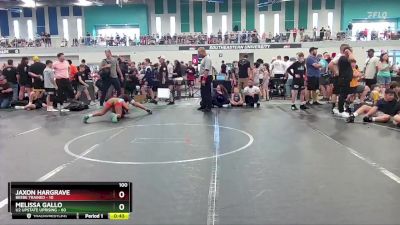 100 lbs Round 5 (6 Team) - Melissa Gallo, U2 Upstate Uprising vs Jaxon Hargrave, Beebe Trained