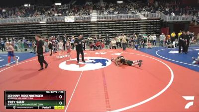 120 lbs Quarterfinal - Johnny Rosenberger, Riverton USA Wrestling vs Trey Saur, Buffalo Outlaws Wrestling Club