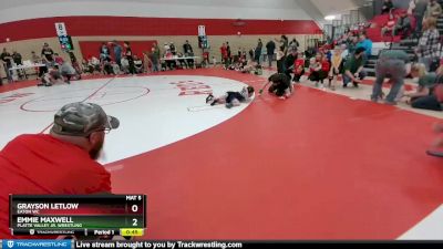 37-40 lbs Round 2 - Grayson Letlow, Eaton WC vs Emmie Maxwell, Platte Valley Jr. Wrestling