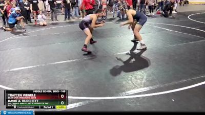 149 lbs Quarterfinal - Traycen Wegele, Bear Cave Wrestling Club vs David A. Burchett, Goldman`s Wrestling Academy Of The Rockies