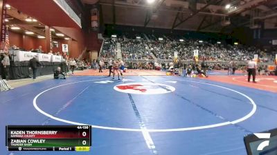 4A-138 lbs Cons. Round 3 - Zabian Cowley, Thunder Basin vs Kaden Thornsberry, Natrona County