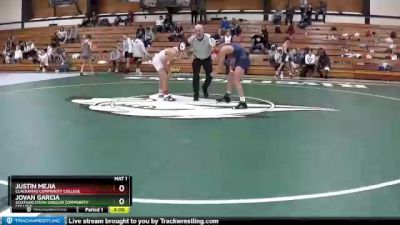 133 lbs 1st Place Match - Justin Mejia, Clackamas Community College vs Jovan Garcia, Southwestern Oregon Community College