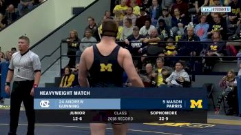 285lbs Match: Mason Parris (Michigan) vs Andrew Gunning (North Carolina)