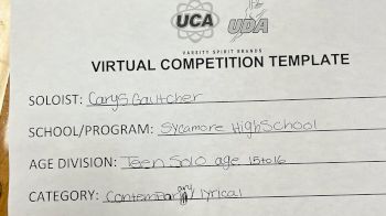 Sycamore High School - Carys [Teen - Solo - Contemporary/Lyrical] 2022 UDA Virtual Solo Showdown