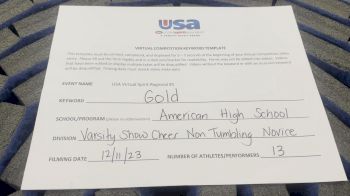 American High School [Varsity Show Cheer Non-Tumbling Novice] 2023 USA Virtual Spirit Regional I