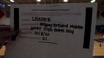 Gregory-Portland Middle School [Game Day JH] 2020 UCA Southwest Virtual Regional