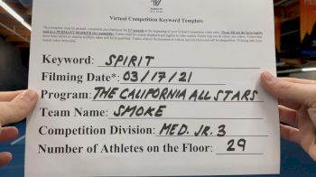 The California All Stars - Smoke [L3 Junior - Medium] 2021 PacWest Virtual Championship