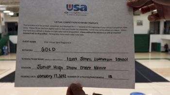 Saint Johns Lutheran School [Junior High Show Cheer Novice] 2022 USA Virtual Spirit Regional II