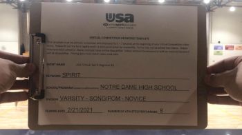 Notre Dame High School [Varsity - Song/Pom - Novice] 2021 USA Virtual Spirit Regional #3