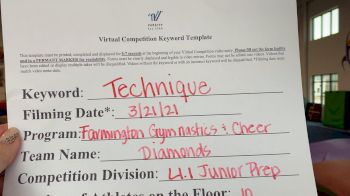 Farmington Gymnastics & Cheer [L1.1 Junior - PREP - D2] 2021 Varsity Virtual Competition Series - Prep & Novice II