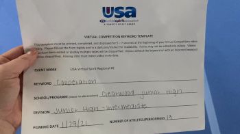 Clearwood JH School [Junior High Show Cheer Intermediate] 2021&nbsp;USA Virtual Spirit Regional #2 and All Star Dance Regional #1