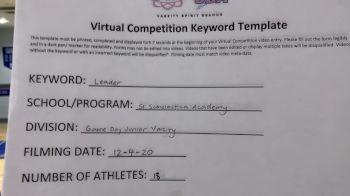 St Scholastica Academy [Game Day Junior Varsity] 2020 UCA Louisiana Virtual Regional
