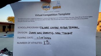 Tulare Union High School [Game Day Varsity - Non-Tumble] 2022 UCA West Virtual Regional